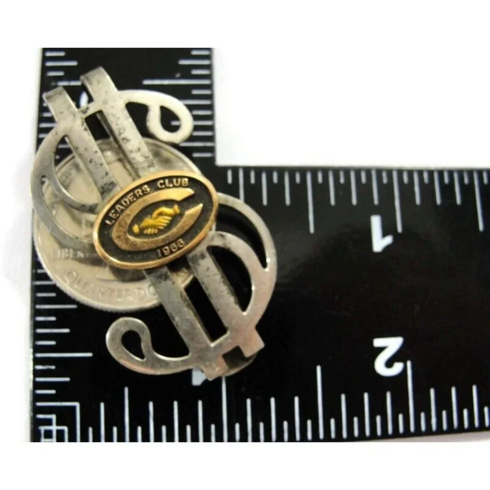 Money Clip Vintage B.A. Ballou Sterling 10K Gold Emblem Leaders Club Men 1966